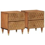 vidaXL Tables de chevet 2 Pièces 40x33x46 cm Bois de manguier solide