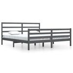 vidaXL Cadre de lit Gris Bois de pin massif 200x200 cm