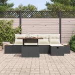 vidaXL Ensemble de canapé de jardin 6 Pièces Noir polyrotin