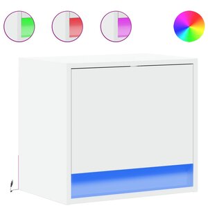 vidaXL Tables de chevet murales avec lumières LED 2 Pièces blanc