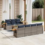 vidaXL Salon de jardin 8 Pièces avec coussins gris résine tressée