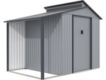 Abri de jardin métal avec pergola "Madras" - 5.64 m² - 193 x 292 x 229 cm - Gris