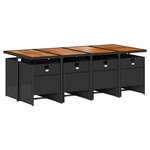 vidaXL Ensemble à manger de jardin 9Pièces coussins noir résine tressée