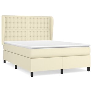 vidaXL Sommier à lattes de lit avec matelas Crème 140x190cm Similicuir