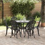 vidaXL Ensemble de salle à manger pour jardin 7 Pièces Noir Aluminium
