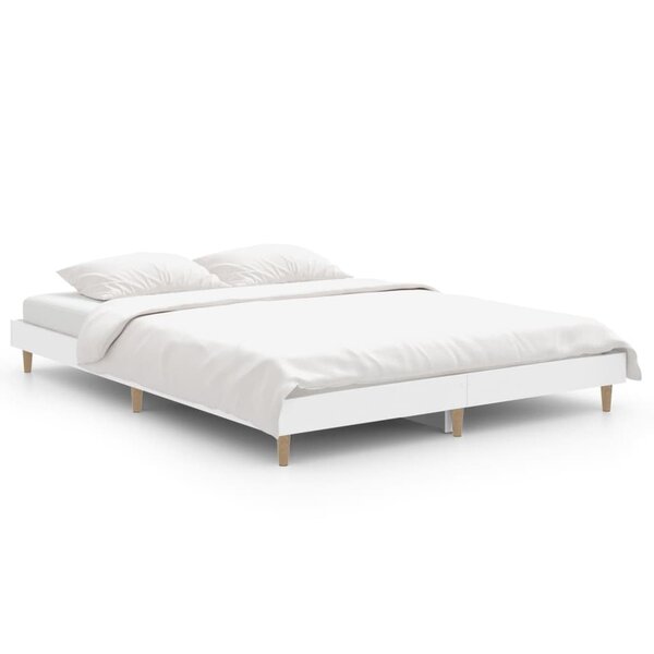 vidaXL Cadre de lit sans matelas blanc 135x190 cm bois d'ingénierie