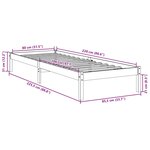 vidaXL Cadre de lit extra long sans matelas 80x220 cm bois massif pin