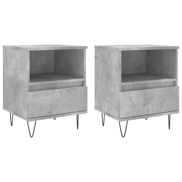vidaXL Tables de chevet 2 Pièces gris béton 40x35x50 cm bois d’ingénierie