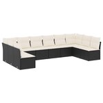 vidaXL Salon de jardin 10 Pièces avec coussins noir résine tressée