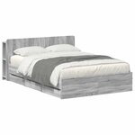 vidaXL Cadre de lit avec rangement Sonoma gris 160 x 200 cm