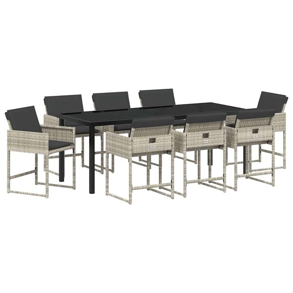 vidaXL Ensemble de salle à manger pour jardin 9 Pièces Gris clair