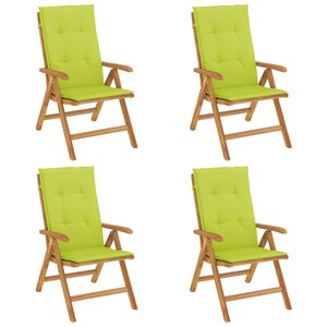 vidaXL Chaises de jardin inclinables lot de 4 et coussins bois teck