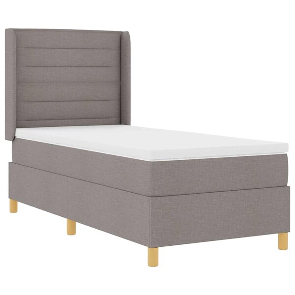 vidaXL Lit à ressorts avec matelas Taupe 90 x 200 cm tissu