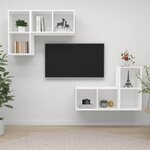 vidaXL Meubles TV muraux 4 Pièces Blanc Bois d'ingénierie