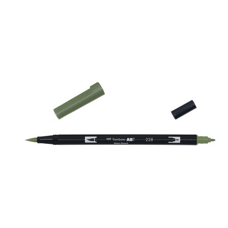 Feutre dessin double pointe abt dual brush pen 228 vert gris tombow