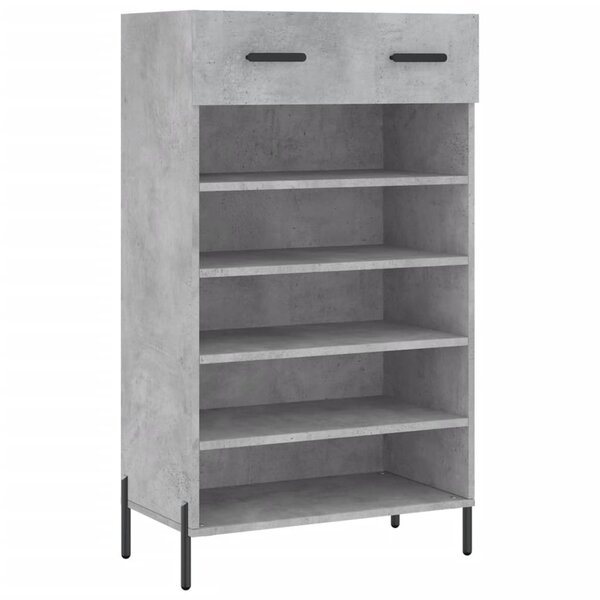 vidaXL Armoire à chaussures gris béton 60x35x105 cm bois d'ingénierie