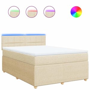 vidaXL Sommier à lattes de lit avec matelas Crème 160x200 cm Tissu