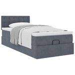 vidaXL Cadre de lit ottoman avec matelas gris foncé 90x190 cm velours