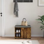 vidaXL Banc d'entrée avec coussin Uni Chêne fumé 60 x 38 x 46 cm