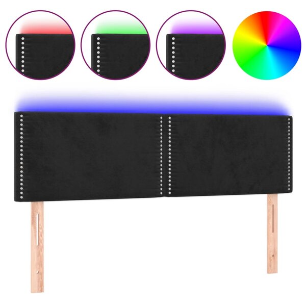 vidaXL Tête de lit à LED Noir 144x5x78/88 cm Velours
