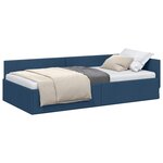 vidaXL Cadre de lit d'angle Bleu 100 x 200 cm tissu