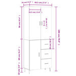 vidaXL Buffet haut Blanc 69 5x34x180 cm Bois d'ingénierie