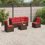 vidaXL Salon de jardin 6 Pièces avec coussins marron résine tressée