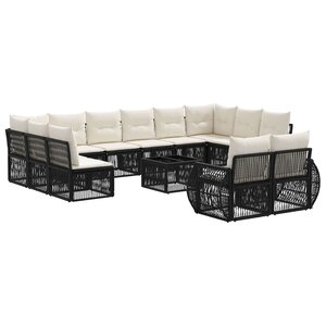 vidaXL Ensemble de canapé de jardin 13 Pièces Noir et blanc crème