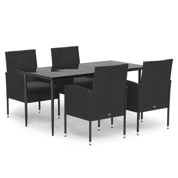 vidaXL Ensemble à manger de jardin coussins 5Pièces Noir Résine tressée