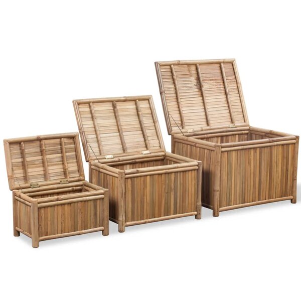 vidaXL Boîte de rangement 3 Pièces Bambou