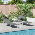vidaXL Chaises longues pliantes 2 Pièces avec auvent en tissu Oxford gris 600D