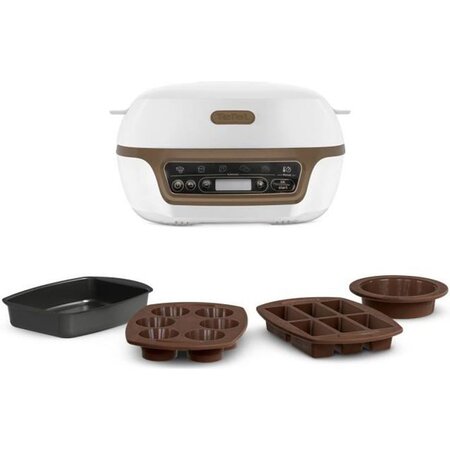 Tefal kd802112 cake factory+ machine intelligente a gâteau - blanc / marron métallisé