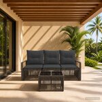 vidaXL Ensemble de canapé de jardin 4 pc Gris polyrotin
