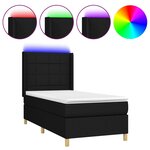 vidaXL Sommier à lattes de lit matelas et LED Noir 100x200 cm Tissu