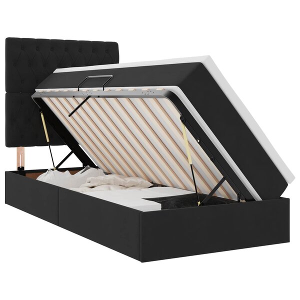 vidaXL Lit avec rangement et matelas Noir 100 x 200 cm Velours