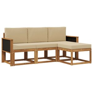 vidaXL Ensemble de canapés d'extérieur avec coussin 4 Pièces Naturel