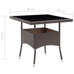 vidaXL Mobilier à dîner de jardin 3 Pièces Marron Résine tressée et verre
