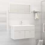 vidaXL Ensemble de meubles de salle de bain Blanc brillant Aggloméré