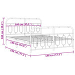 vidaXL Cadre de lit métal sans matelas avec pied de lit noir 140x190cm