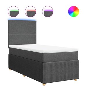 vidaXL Sommier à lattes de lit avec matelas Gris foncé 100x200cm Tissu
