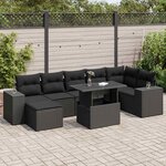 vidaXL Salon de jardin 8 Pièces avec coussins noir résine tressée