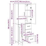 vidaXL Haut Armoire 2 Pièces Bois ancien Bois d'ingénierie et verre