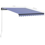 vidaXL Auvent manuel rétractable avec LED 300x250 cm Bleu et blanc