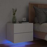 vidaXL Table de chevet murale avec lumières LED blanc