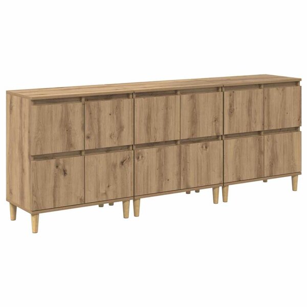 vidaXL Buffets 3 Pièces Chêne artisanal 60 x 35 x 70 cm Bois d'ingénierie