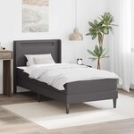 vidaXL Cadre de lit avec matelas Gris 90 x 200 cm Simili cuir