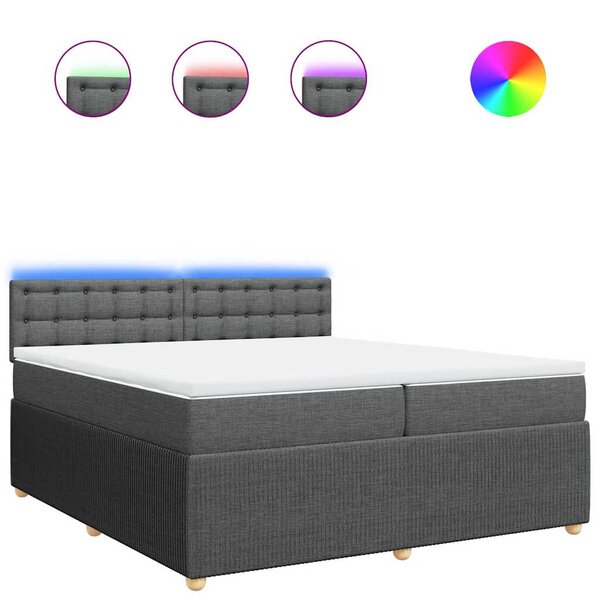 vidaXL Sommier à lattes de lit avec matelas Gris foncé 200x200cm Tissu