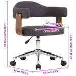 vidaXL Chaise pivotante de bureau Gris Bois courbé et tissu