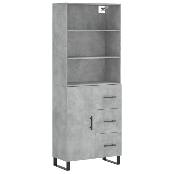 vidaXL Buffet haut Gris béton 69 5x34x180 cm Bois d'ingénierie