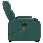vidaXL Fauteuil inclinable de massage électrique Vert foncé Tissu